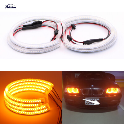 131MM Yellow LED Angel Eyes Halo Ring DRL Headlight for BMW E36,E38,E39,E46 M3