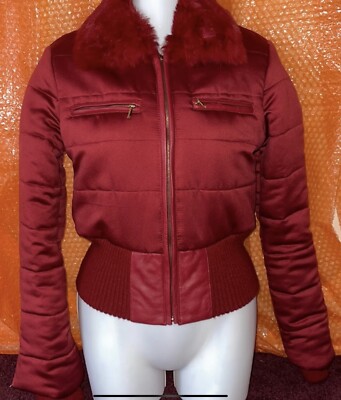 MARCIANO WOMEN RABBIT, LEATHER , & POLYESTER JACKET SIZE SMALL NWT $ 400