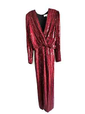 Galvan London Burgundy Sequin Dress Size