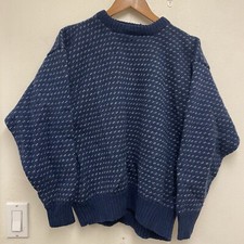 Vintage Men  s XL Eddie Bauer Wool Print Sweater Blue White