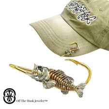  Bass Bone Hookit®️ - Bass Bone Fish hook hat clip hat pin Freshwater