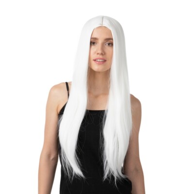 Weiße lange Perücke Kostüm Halloween Kostüm Cosplay Party Zubehör