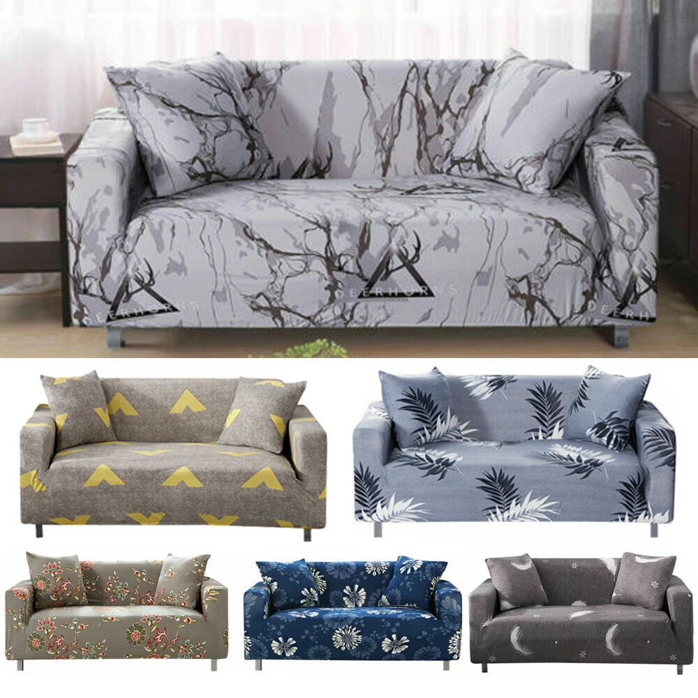 For 1/2/3/4 Seater Stretch Printed Sofa Covers Couch Protector Spandex  Slipcover