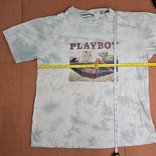 Stains* Playboy Pacsun Puerto Rico Mens Graphic T-Shirt SS Large Blue Cloud S5a - Picture 8 of 12