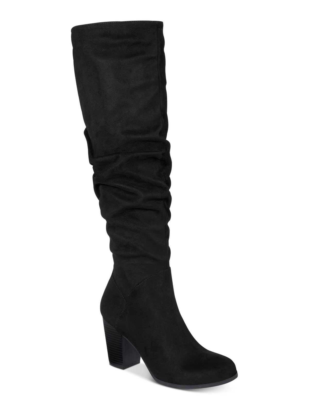 MATERIAL GIRL Womens Black V-Notch Detail Zipper Ruched Myah Round Toe Boots 7 M
