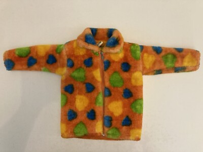 Oswal Rinku Child s Heavy Fleece Orange Hearts Full Zip Jacket Size 26 ( 3T )