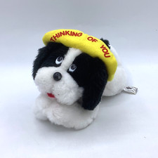 RUSS BERRIE Luv Pets Black White Puppy Dog Plush Thinking of You Vintage