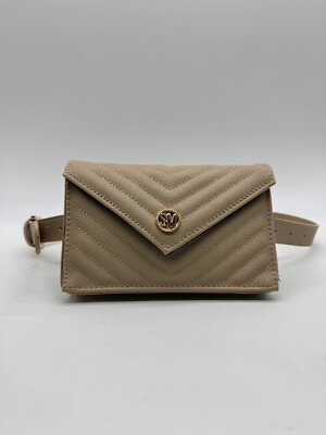 STEVE MADDEN quilted chevron women's belt bag fanny pack -Tan/Taupe -MEDIUM