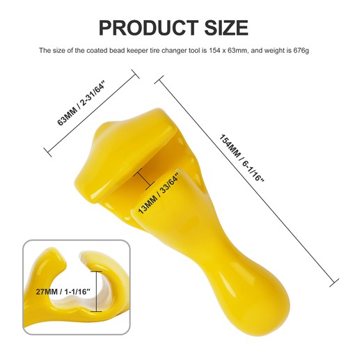 New Rubber Coated Bead Keeper Tire Changer Tool Yellow Heavy Duty Thing A+ Kit - Imagen 10 de 15