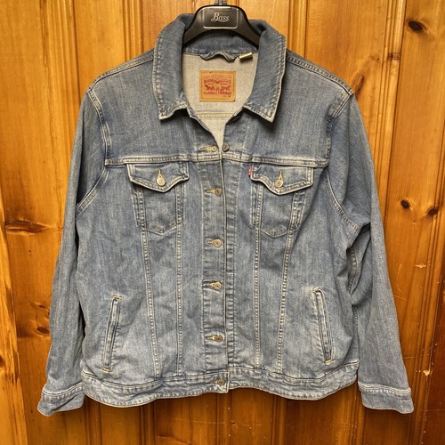 LEVIS Blue Denim Jean Jacket Men's Red 