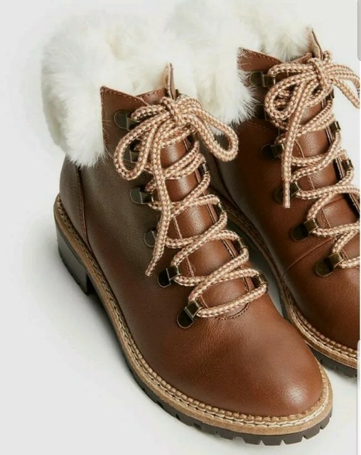 EXPRESS BROWN FAUX FUR HIKER Women's BOOTS Size 9 0006* eBay