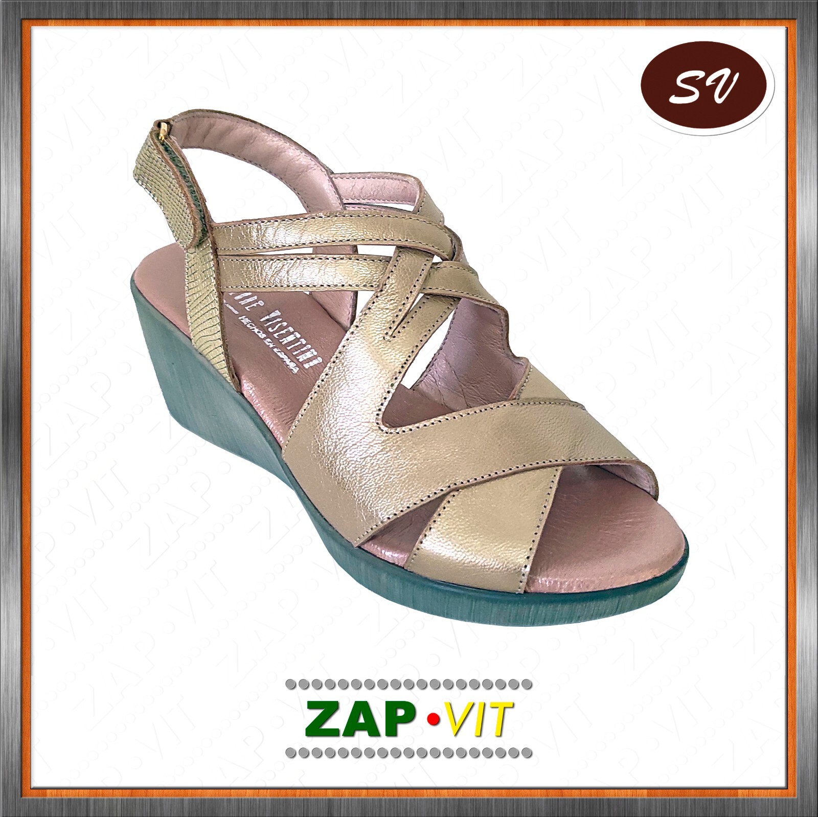 SV (GAVIS) 5983 → Sandalia, Mujer, Casual, Relax, Tiras, Piel, Beige, Cuña