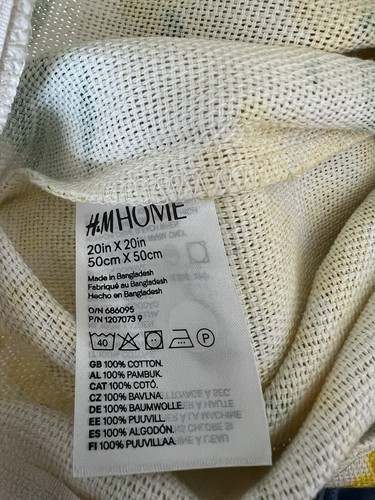New H&M Home Yellow Flowers Recycle Cotton 1 Pair Pillow Cover Cases 20x20 - Picture 5 of 5