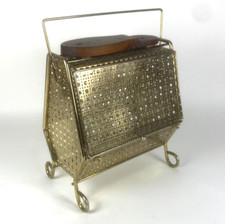 Vintage Shoe Shine Box Wire MCM Brass Kit Wood Foot Rest Shiny Floor
