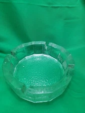 Heavy Vintage Ashtray Dish 6" Clear Cut Glass Great piece for the collector NICE