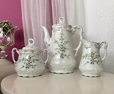 Antik Jugendstil Porzellan Kaffee Kernstück Kanne Sahnegießer Zuckerdose KPM Kri