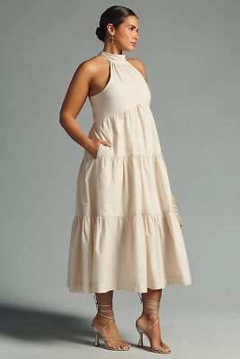 Anthropologie Maeve Tiered Halter Midi Dress Size 8 | eBay