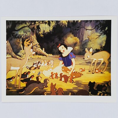Snow White and the Seven Dwarfs Postcard Disney Vintage 1994 Princess Deer Bunny