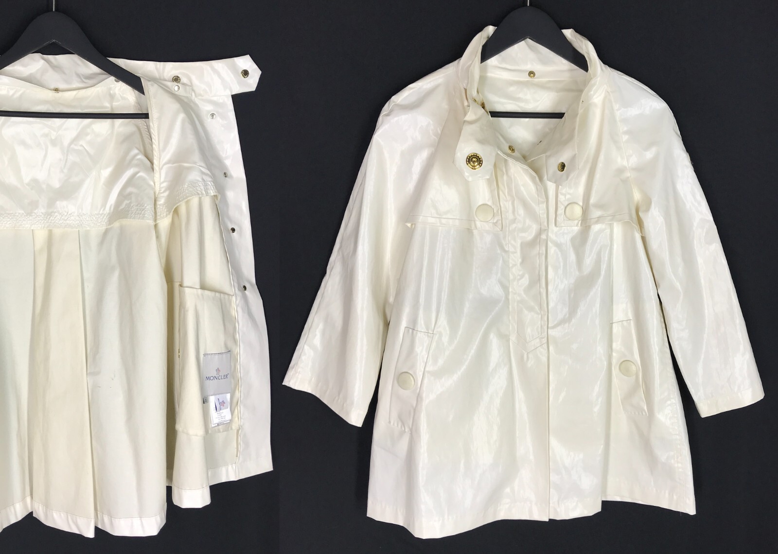 Waterproof Beige Moncler Women's 3/4 Sleeve Raincoat Jacket Size M-image
