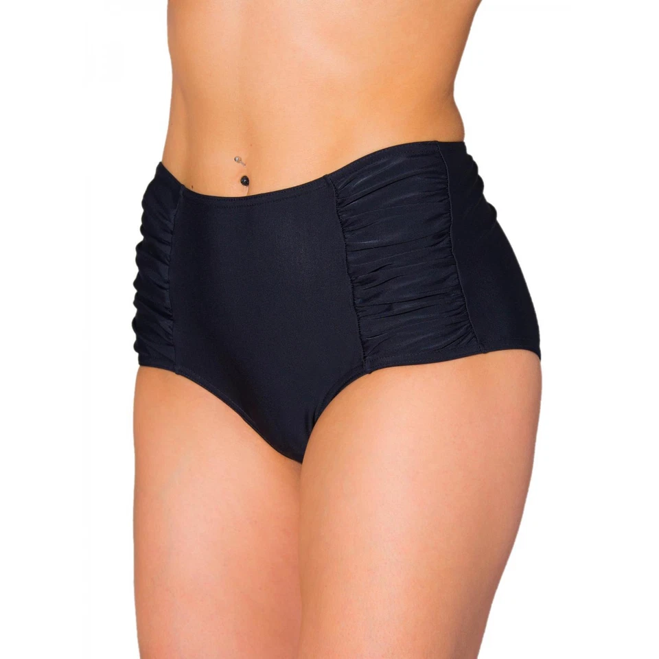 Aquarti Damen Bikinihose mit Hoher Taille und Raffung