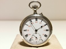 ANTIQUE SWISS UNBRANDED OPEN FACE POCKET MEN'S WATCH WITH NICE TWO TONE DIAL