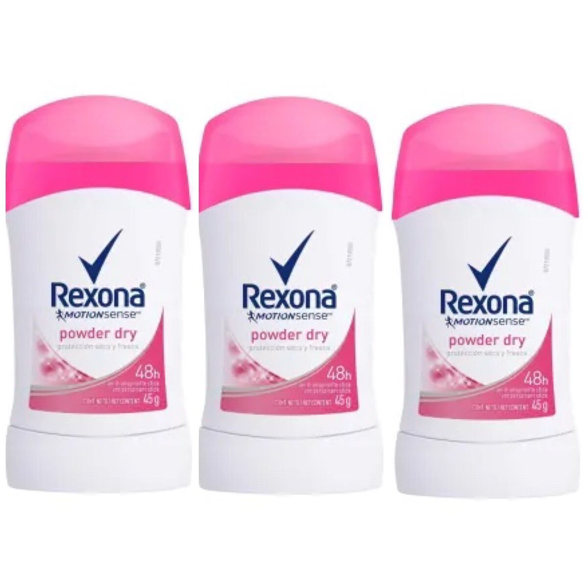 3X Rexona Powder Dry 48 Horas Antiperspirant Stick Desodorante en Barra 45g  ea