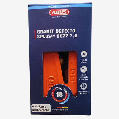 ABUS GRANIT  Detecto XPlus 8077 2.0 Motorrad Scheibenschloss mit Diebstahlsicherung - Orange