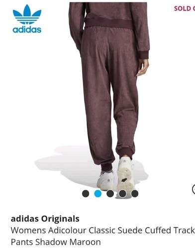 adidas Original Adicolour Classic Suede Cuffed Track Pants Maroon - Picture 2 of 6