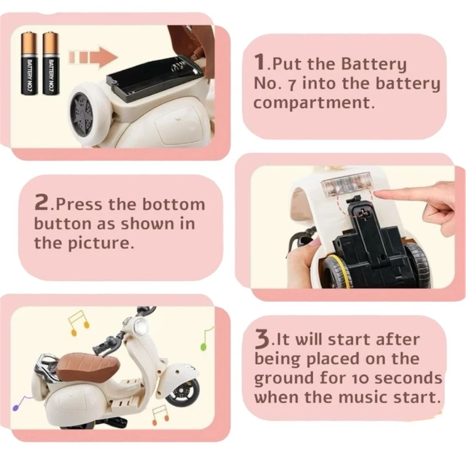 Muñeca Scooter Con Iluminación Moto - Juguete Scooter Vespa Con Luz - Sin Labubu Foto 4 de 4