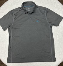 Tommy Bahama Polo Mens Large Gray IslandZone CoolMax Golf Shirt Turquoise Logo