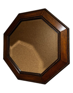 Vintage Octagonal Mirror Oak Wood Frame