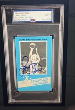 Larry Bird 1982 Signed Indiana State Sycamore Card (PSA - 9) (College Rookie) 