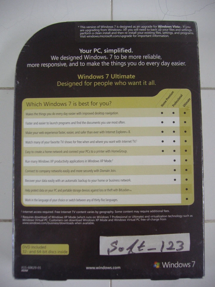 Microsoft Windows 7 Ultimate Full 32 & 64 Bit DVDs MS WIN =SEALED RETAIL BOX= - Image 2 of 4