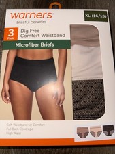 Warners Womens Brief Underwear Panties Polyester Blend 3-Pair XL 16/18
