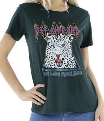 Daydreamer Def Leppard Retro Band Tee Shirt Too Late For Love Leopard Womens L