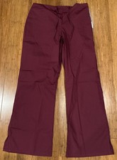 Landau Scrub Zone Scrub Pants Flare Large Red Wine 3 Pockets Womens 83222 NWT