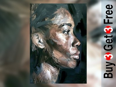 Dunkles intimes weibliches Porträt 5''x7'' Druck auf mattem Papier | Ausdrucksstarke Ölfigur