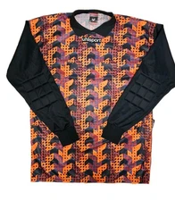 Uhlsport Men's Goalkeeper Soccer Jersey Black/Orange Geometric Sz XL Vintage 