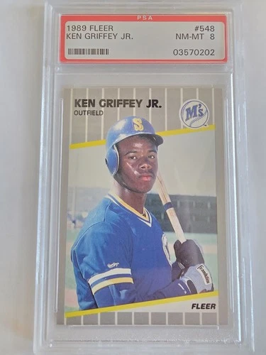 1989 Fleer Ken Griffey Jr. Rookie RC #548 Mariners PSA 8