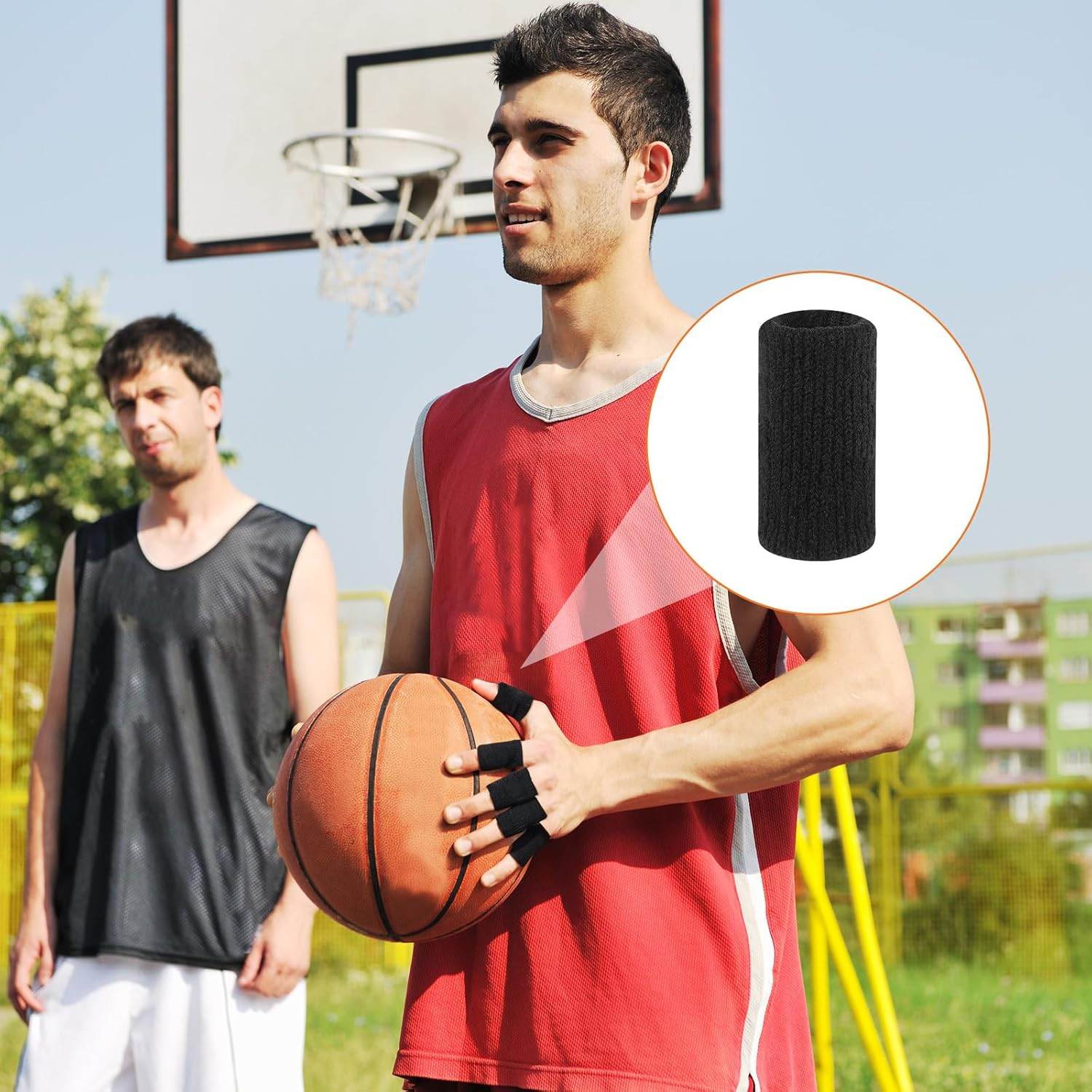 10-Pack Black Finger Sleeves for Sports, Compression Support & Protection