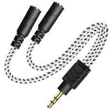 Headphone Splitter, Knitted 3.5Mm Audio Splitter TRS 3-Pole Aux Splitter Cable f