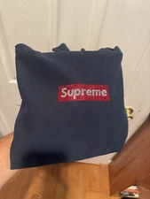 Brand New Supreme Swarovski Bogo Box Logo Medium Navy Hoodie
