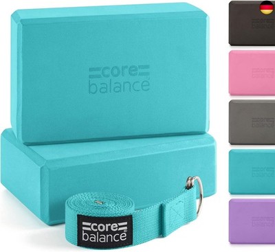 Core Balance Yoga Blocks im Doppelpack & GRATIS Yoga-Gurt, 2 STK. Eva
