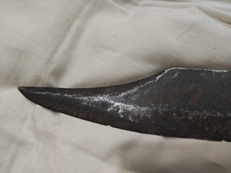 Cuchillo Bowie antiguo con punta de clip con mango de hueso... Foto 3 de 4