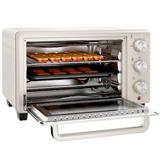HOMCOM Mini Oven 21L Electric Grill w/ Adjustable Temp Timer 1400W, Cream