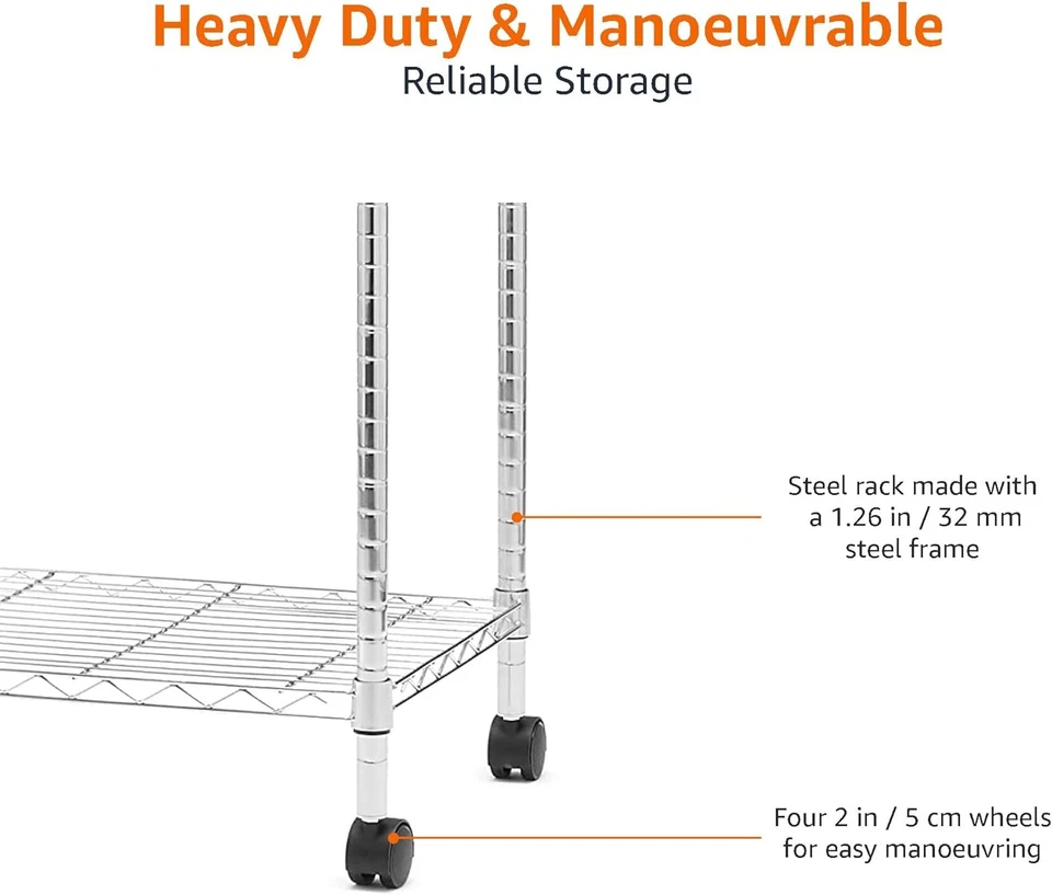 Garment Rack Clothes Rail Chrome Hanging Organizer with Shelves 89x45x180cm - Image 4 of 4