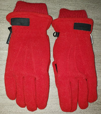girls WATERPROOF red WINTER GLOVES size 8-12 fleece lined KNIT CUFFS WARM NICE 