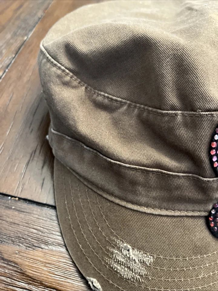 Gorra de colección desgastada de Nueva Orleans herradura estrás flor de hoja marrón Foto 4 de 4