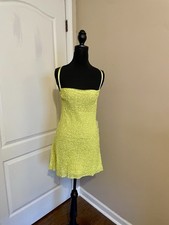 Show Me Your Mumu Suzanna Slip Dress Lime Green Sequins Size XS