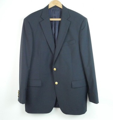 Brooks Brothers 1818 Madison Loro Piana Blazer Men's 41R Navy Gold Logo Buttons
